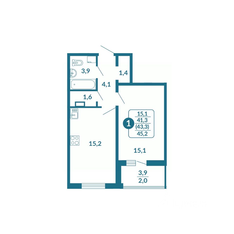 планировка квартиры 45 м2